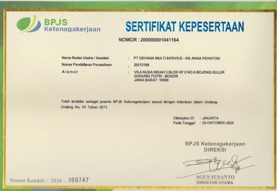 Sertifikat BPJS Ketenagakerjaan